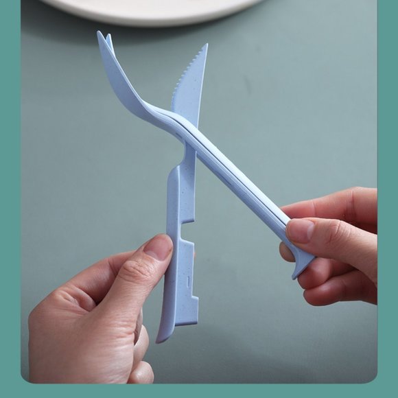 Cutlery Portable Travel Plastic Wheat Material Spoon Fork And Knife Set - Picture 14 of 16